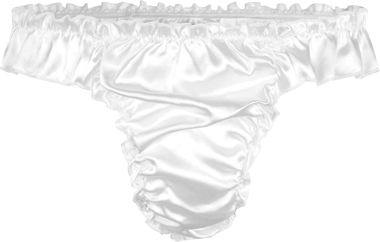 Satini Men's Satin Ruffle Low Rise Sissy Thong Tanga Knickers Briefs Panties