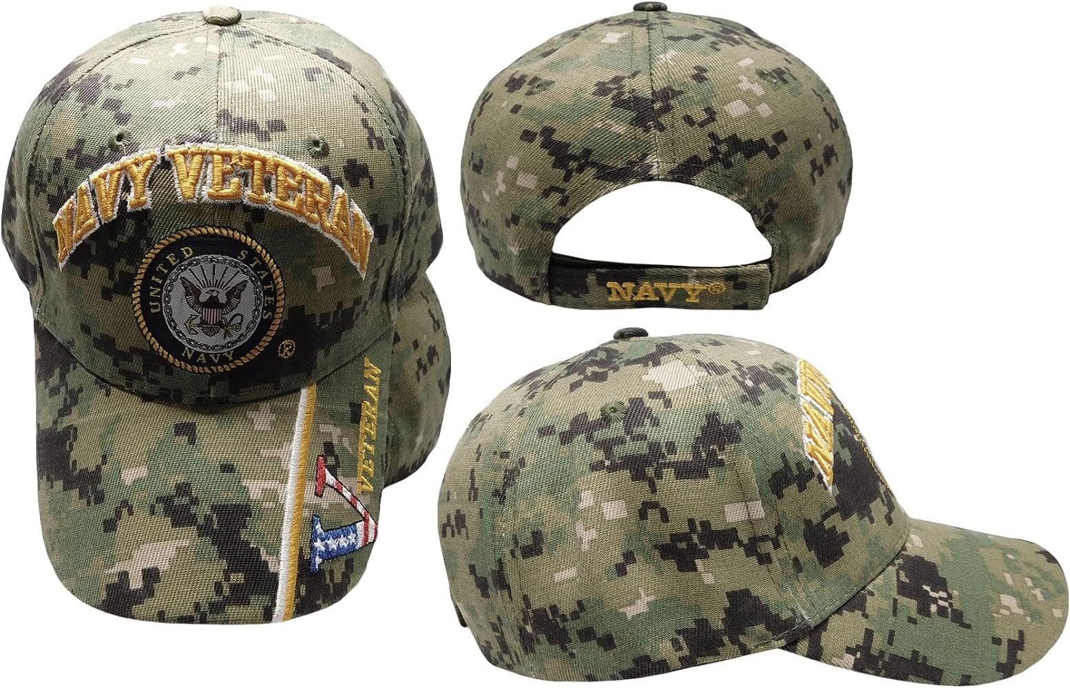 US Navy Licensed caps (Navy Veteran Emblem w/V - NWU Camo)