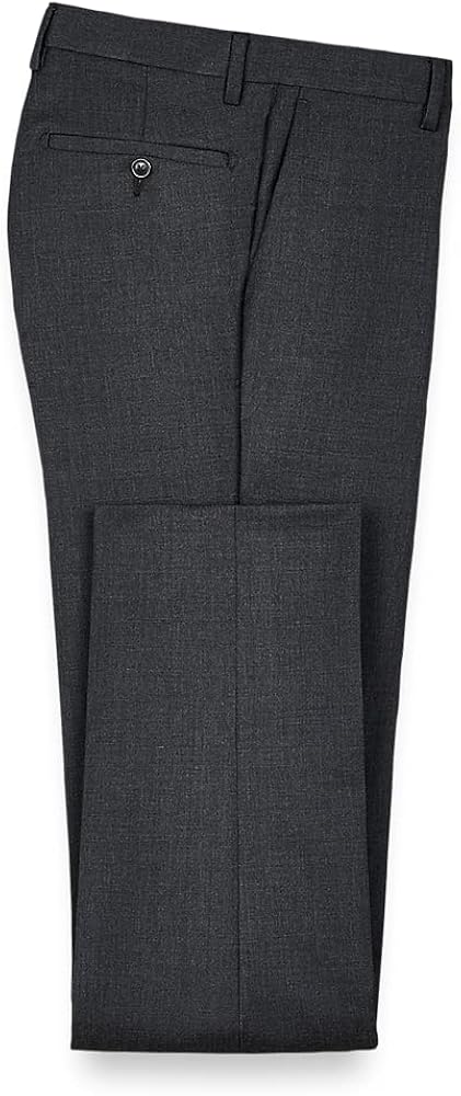 Paul Fredrick Men's Wool Gabardine Flat Front Pants, Size 37 Charcoal