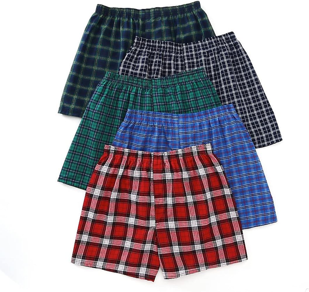 Fruit of the Loom 5-Pack Tartan Boxers Size Extra Large