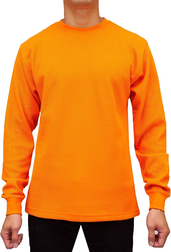 Access Men's Big & Tall Heavyweight Long Sleeve Thermal Crew Neck Top (5X, Orange)