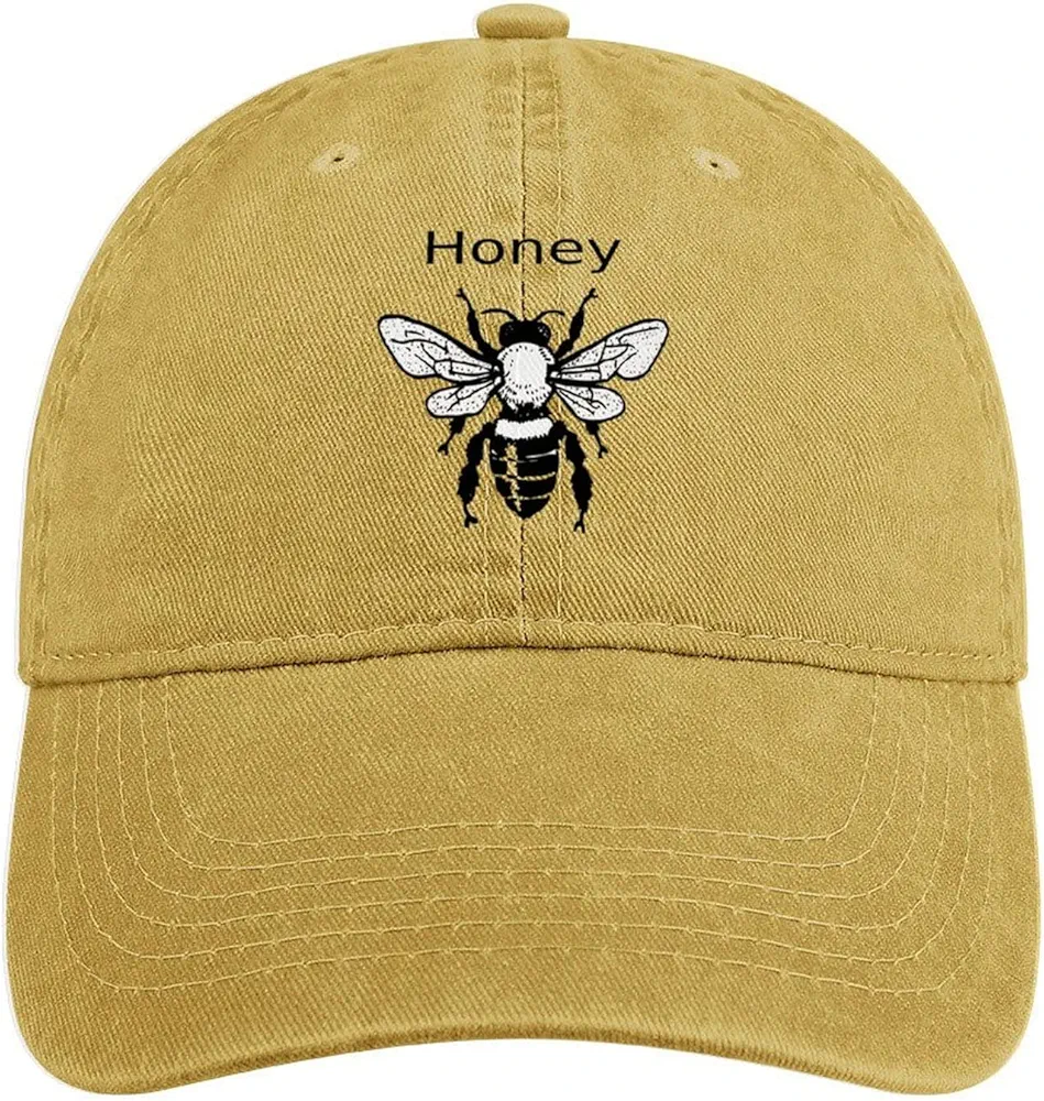 Honey Bee Baseball Cap Men and Women Trucker Hat Adjustable Dad Hat UV Protection