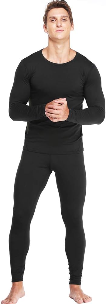 Mens Thermal Underwear Set with Lightweight Ultra Soft Fleece Lined,Long John Set, Skiing Base Layer