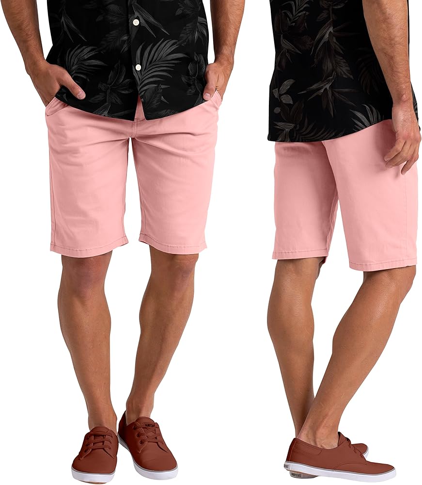 Mens Summer Chino Shorts Slim-fit Casual Cotton Classic Flat Front Beach Golf Essential Half Pants All Waist Size 30-40