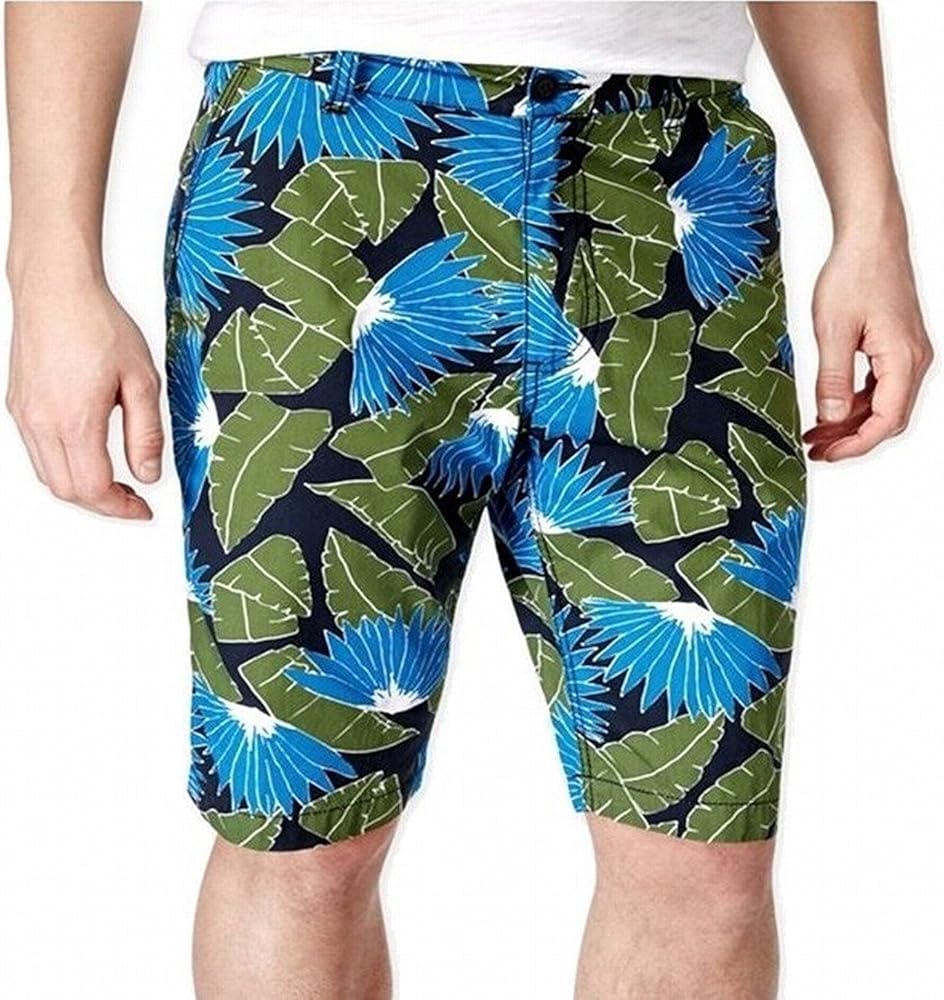 Mens Slim Fit Tropical Casual Bermuda Shorts