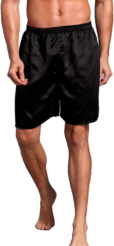 Men's Silky Satin Boxers Shorts Pajama Bottom Underwear Elastic Waist Boxer Briefs