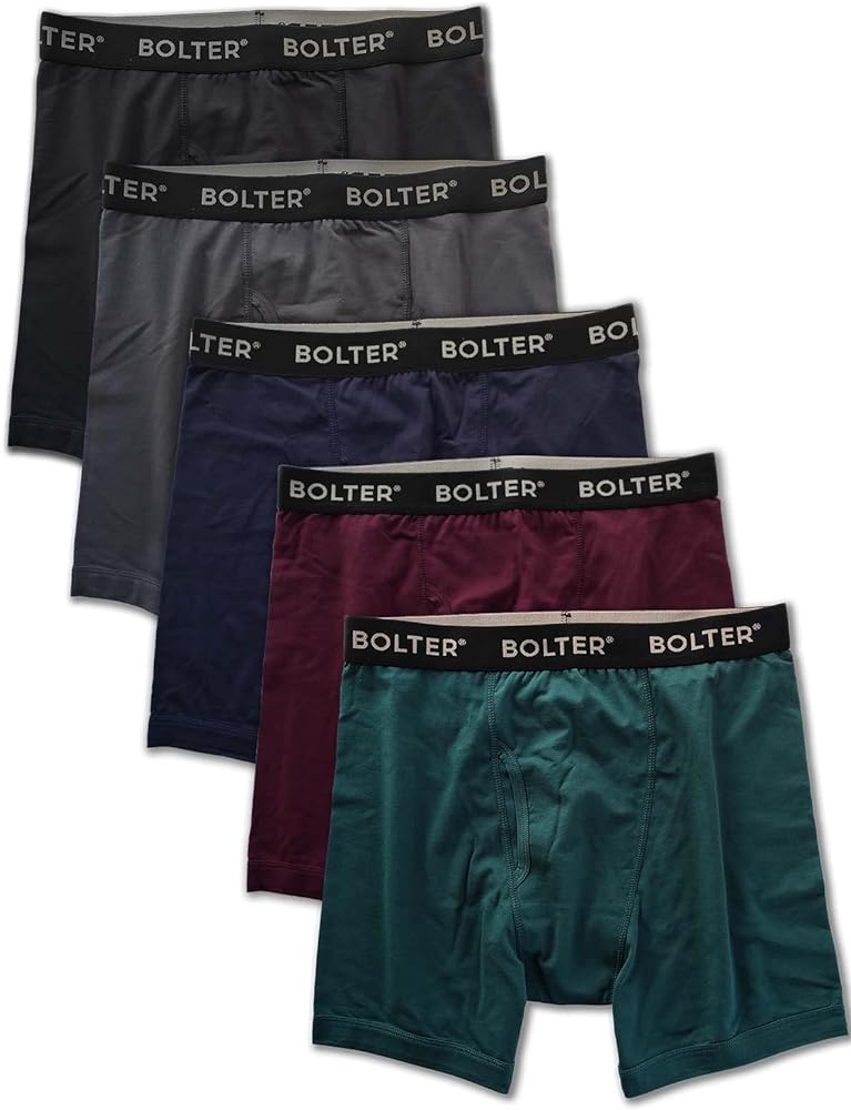 Bolter Men's 5-Pack Boxer Briefs Cotton Spandex Stretch