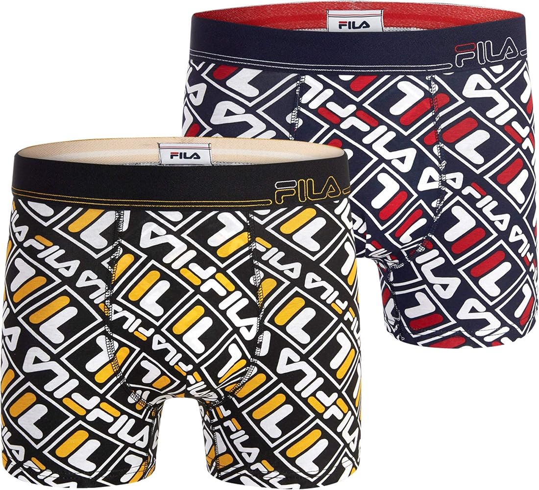 Fila Men's 3" No Fly Boxer Brief with Built in Pouch Support (2-Pack of Trunk Briefs)