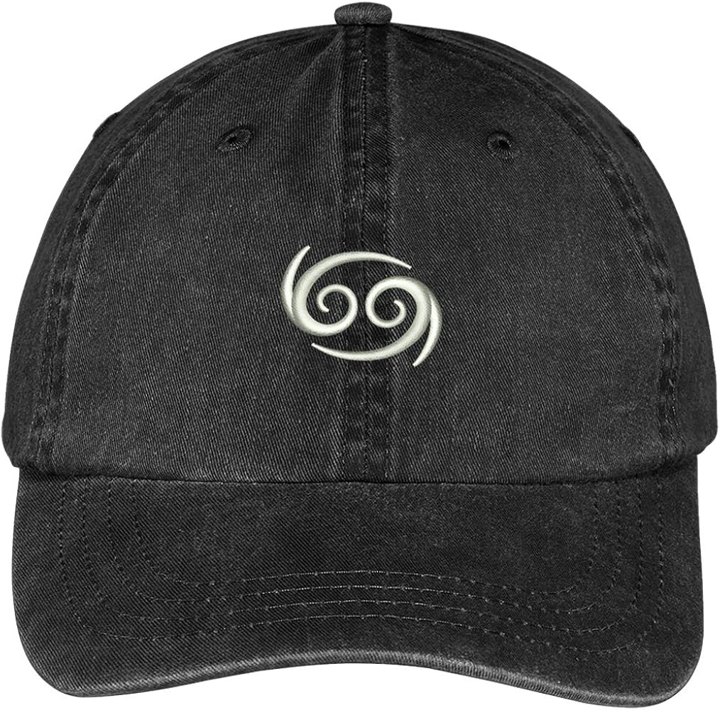 Trendy Apparel Shop Cancer Zodiac Signs Embroidered Soft Crown 100% Brushed Cotton Cap