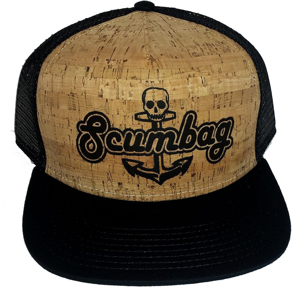 Scumbag Cork Snapback Mesh Trucker Hat Cap Flat Brim Shaka Black