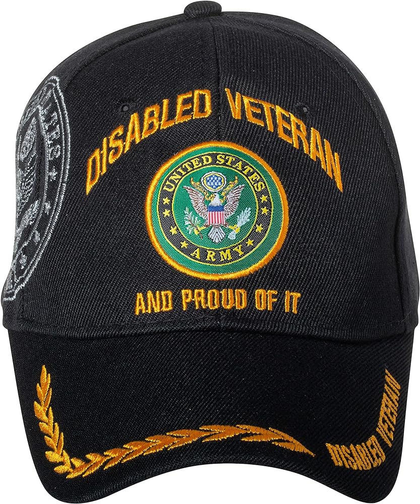 Officially Licensed United States Army Disabled Veteran and Proud of it Embroidered Black Baseball Cap