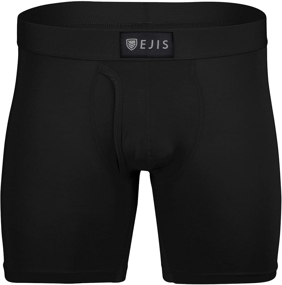 Ejis Sweatproof Mens Boxer Briefs Modal Fly Underwear w Sweat Pads, Silver Treated to Fight Odor, Aluminum Free Alternative