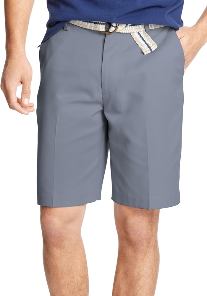 IZOD Mens Lightweight Solid Flat Front Shorts Country Blue, W42