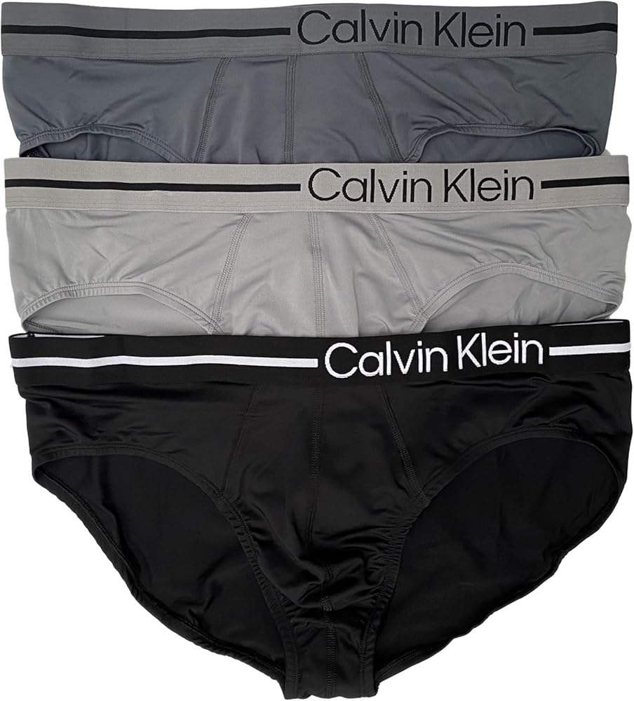 Calvin Klein Men`s Microfiber Hip Briefs 3 Pack (B(NP2647-900)/G, X-Large)