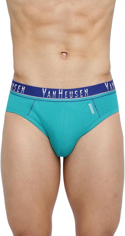 Van Heusen Men's Cotton Solid Quick Dry Brief (40004, Green, L)