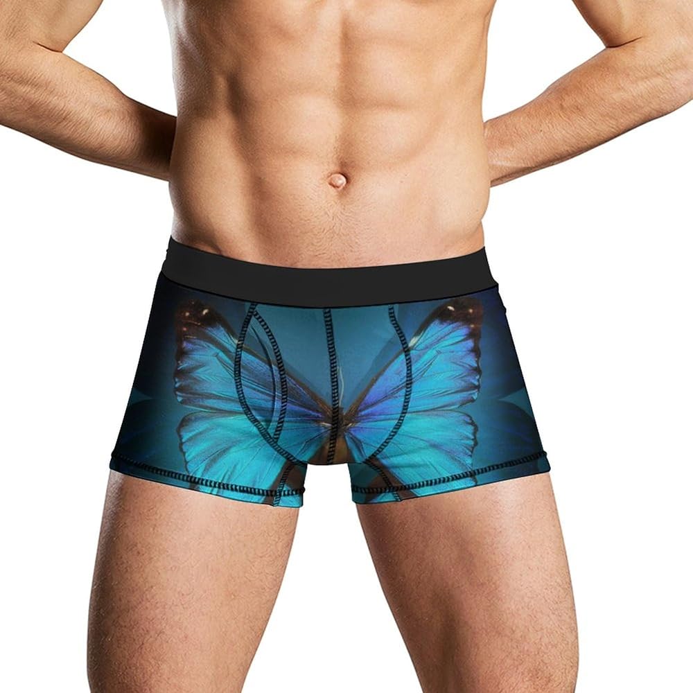 Blue Butterfly Men's Boxer Briefs Soft Lightweight Underwear Stretch Trunks