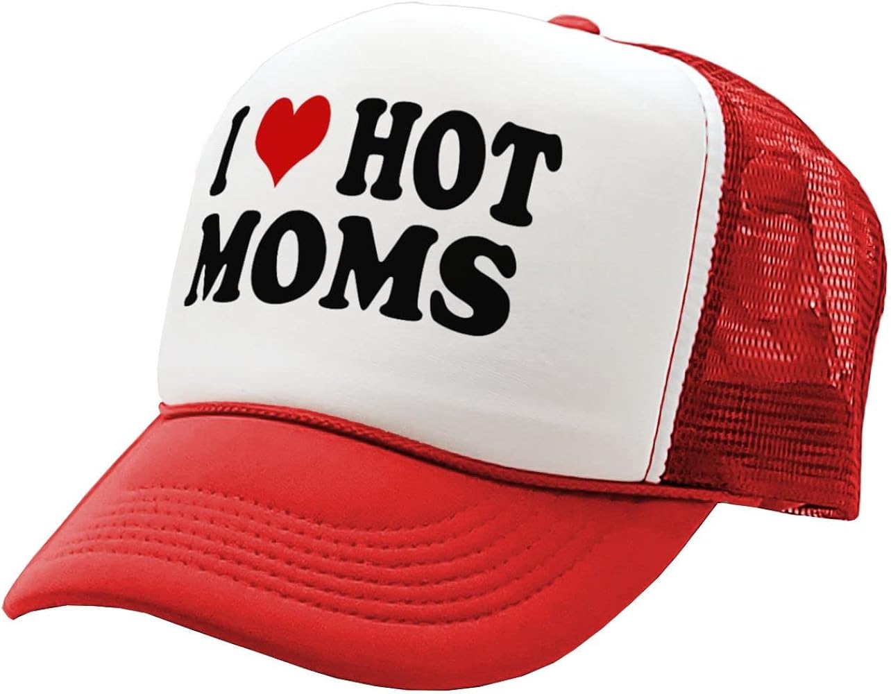 The Goozler - I Heart Hot Moms - Single Sexy Milf Hunter Mom - Vintage Retro Style Trucker Cap Hat