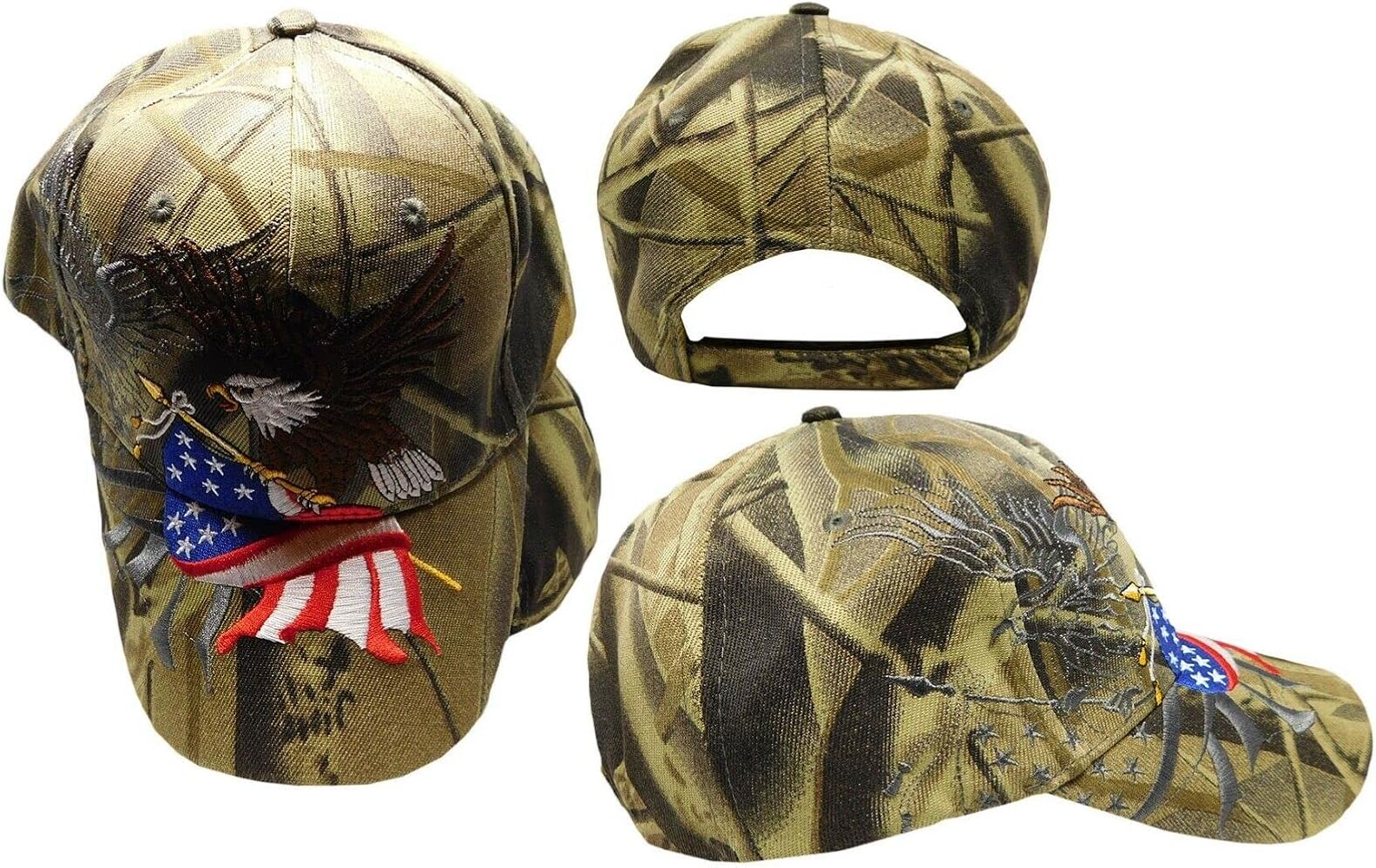 Ant Enterprises Eagle USA Flag Shadow Military Cap HAT Forest CAMO