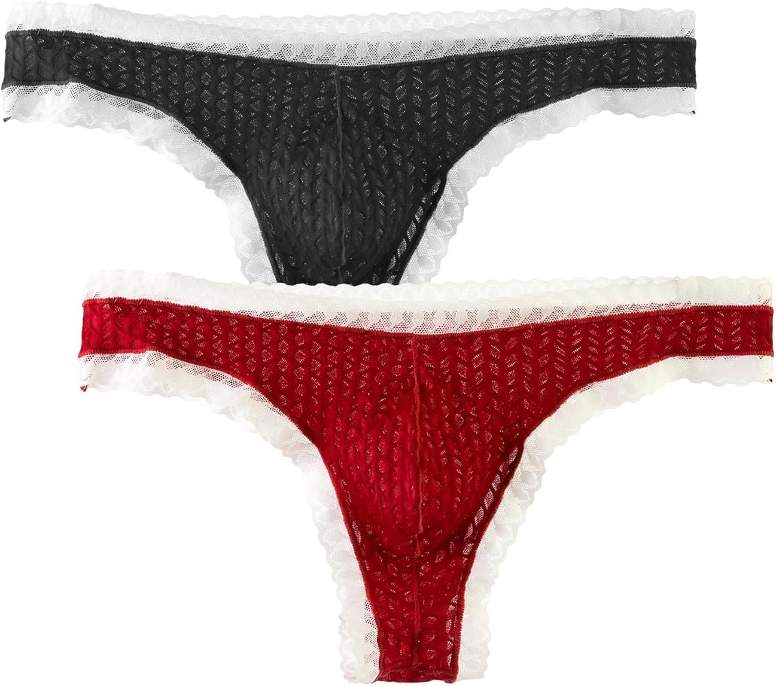 WINDAY Men Briefs Lace Silk Low Rise Bikini Briefs and Breathable Underwear B883