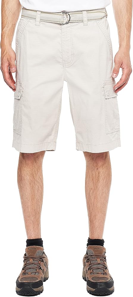 Men's Stretchy Belted Cargo Shorts with Mesh Pocket Lining