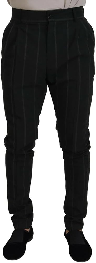 Dolce & Gabbana Black Striped Men Trousers Cotton Men's Pants