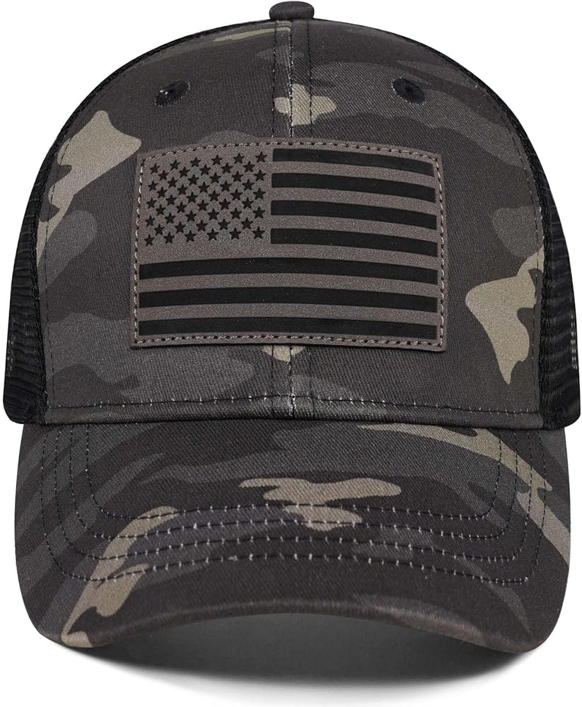 American Flag Trucker Hat - Snapback Hats for Men Women Baseball Cap - Breathable Mesh & Adjustable Fit for Casual Wear