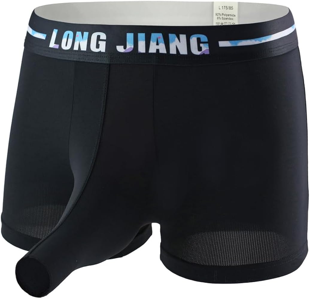 Men's Ice Silk Boxer Briefs Elephant Nose Trunks Pouch Breathable Underwear