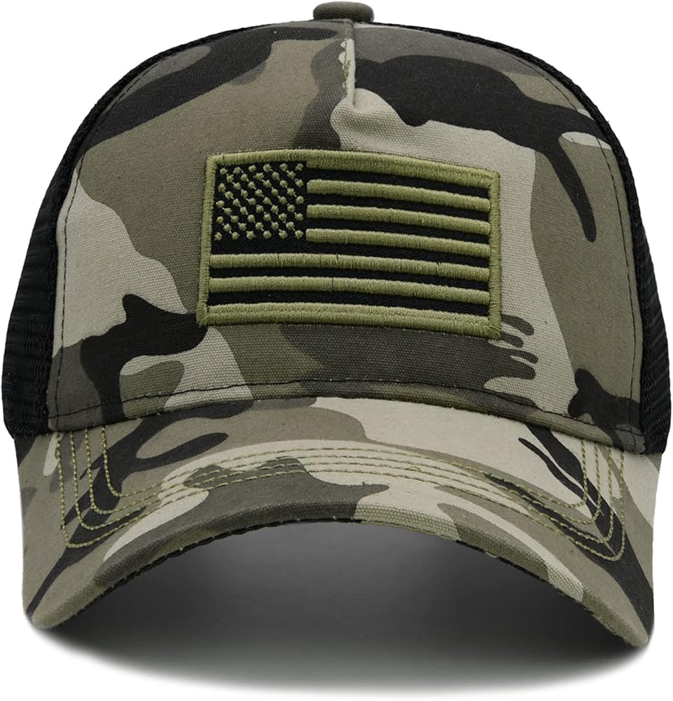 NVJUI JUFOPL American Flag Trucker Hat for Men & Women