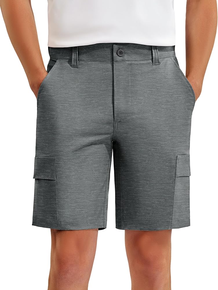 PULI Men's Golf Shorts 9 inch Inseam Hybrid Dress Shorts Flat Front Lightweight Quick Dry Chino Casual with Pockets