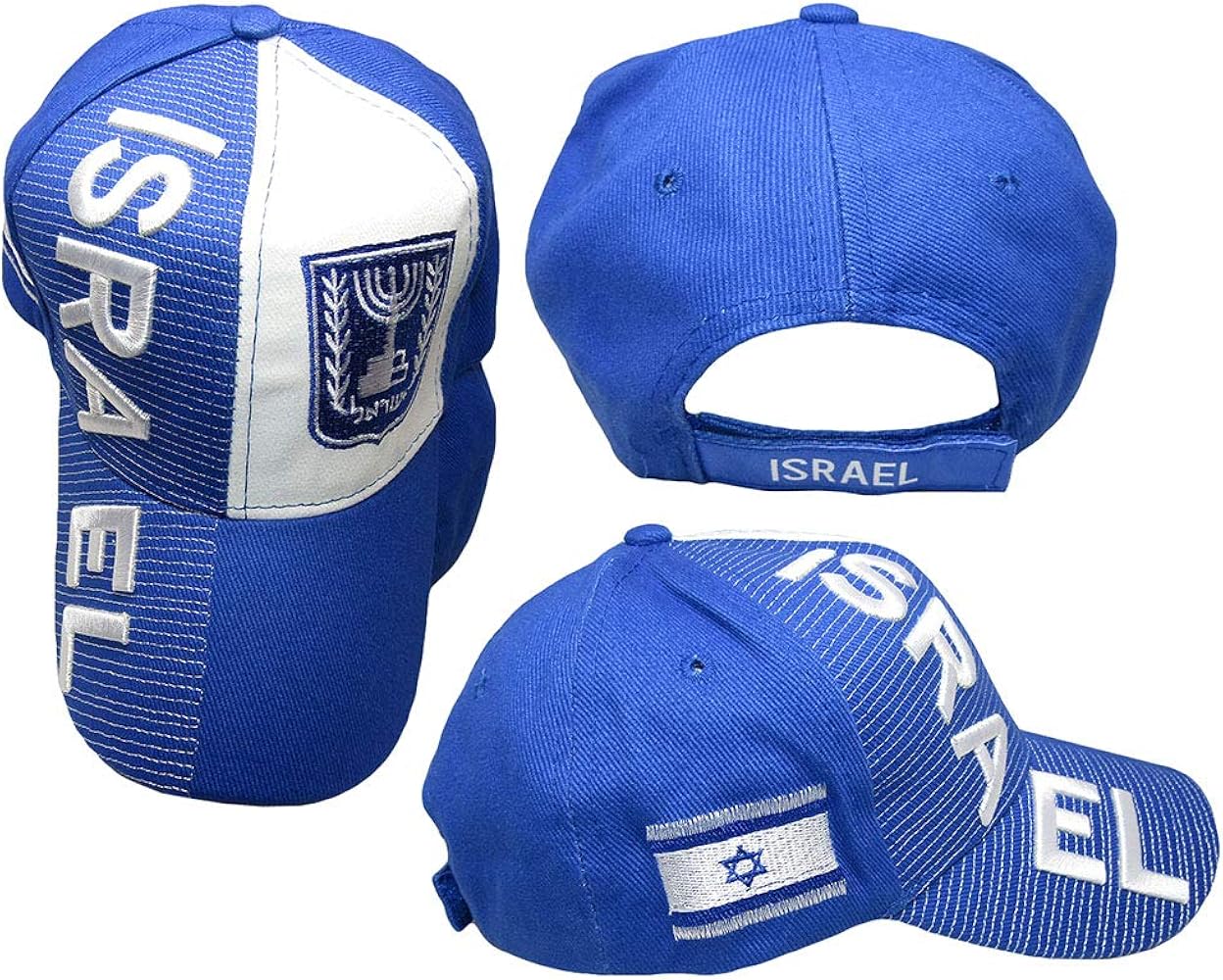 Israel Country Royal Blue White Letter Crest Patch On Side Embroidered Hat Cap