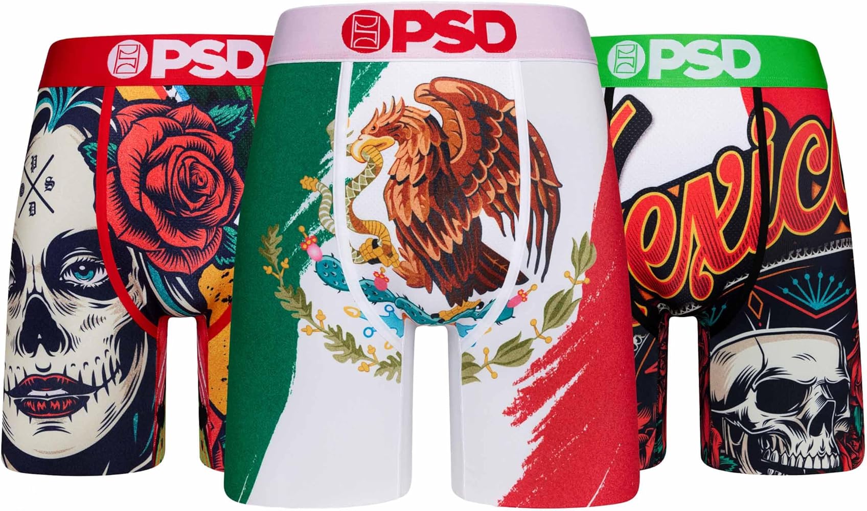 PSD Men's Mexico 3-Pack Boxer Briefs, Multi, L