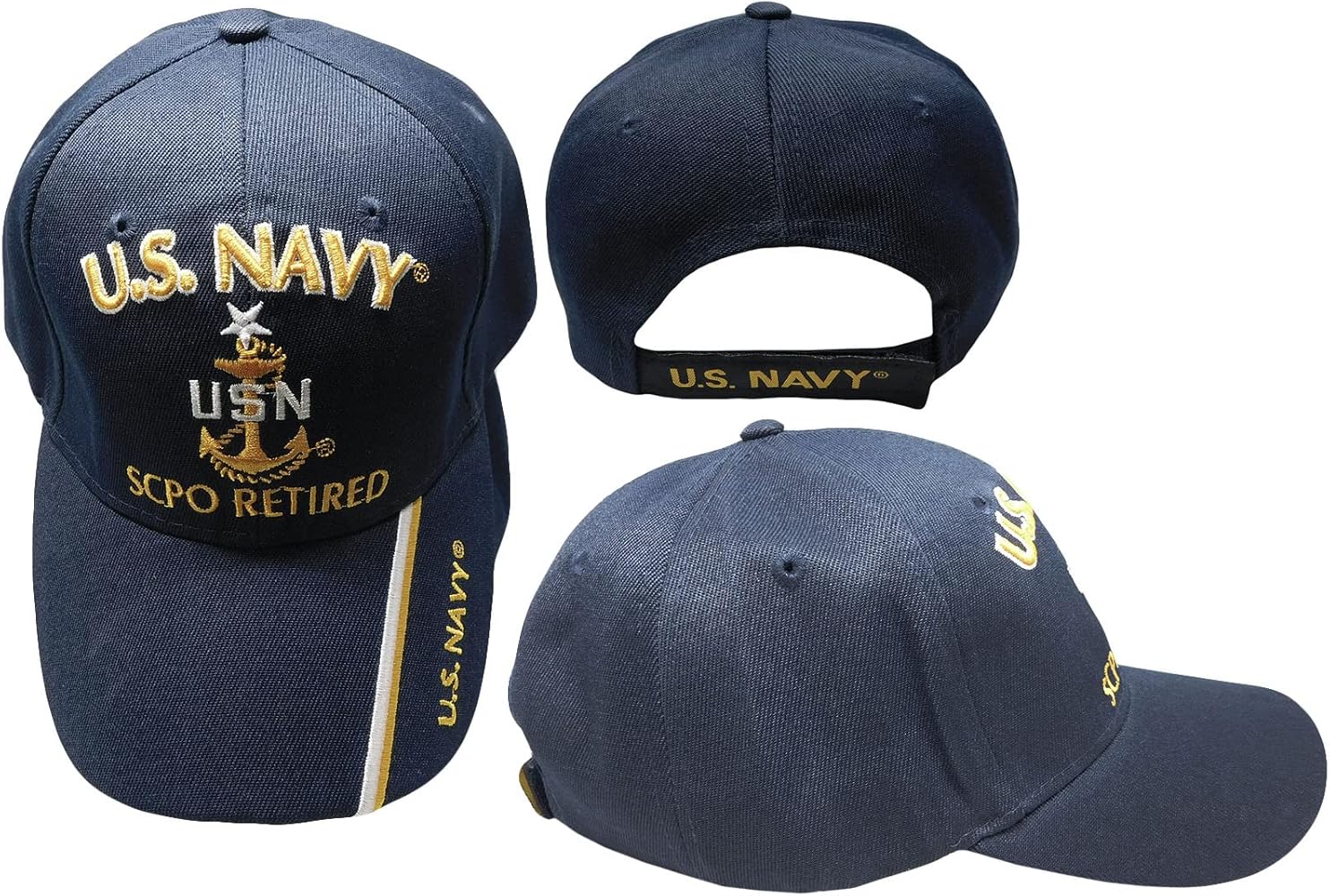 Trade Winds U.S. Navy SCPO Retired USN Navy Blue Embroidered 3D Cap Hat CAP551B (TOPW)