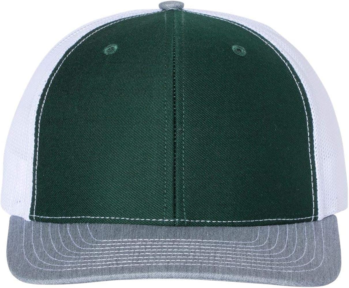 Richardson Snapback Trucker Cap Adjustable Dark Green/ White/ Heather Grey