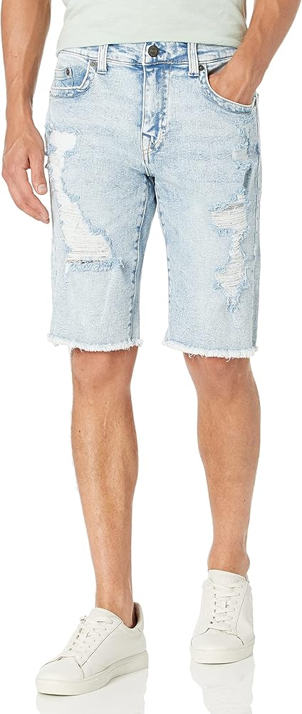 True Religion Men's Ricky Straight Fit Short with Raw Hem