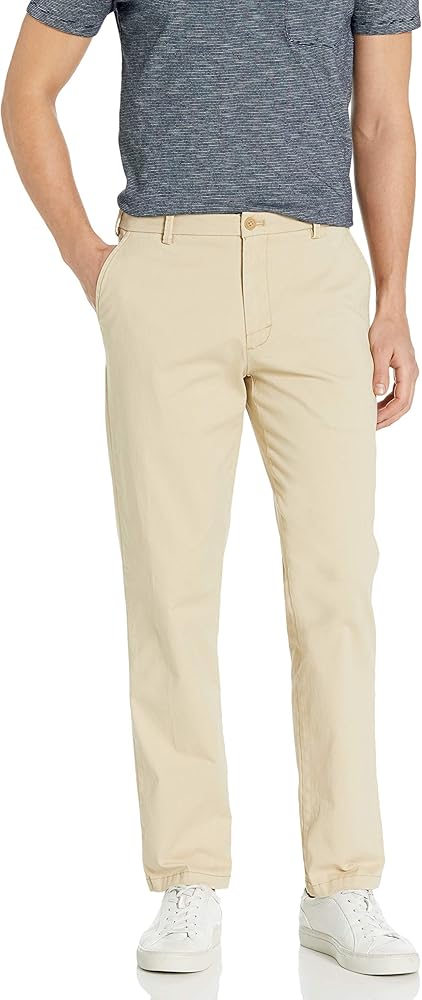 IZOD Men's Saltwater Stretch Flat Front Straight Fit Chino, Pale Khaki, 34W x 30L