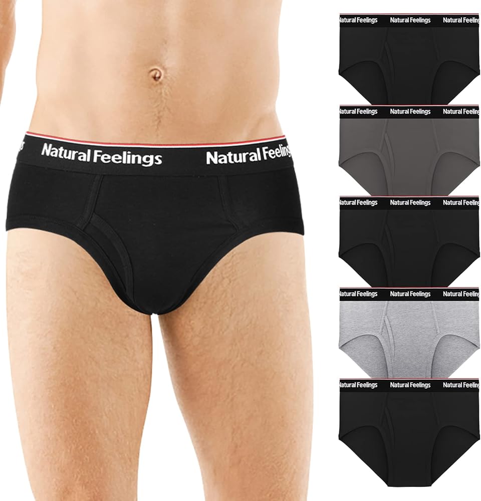 Natural Feelings Mens Underwear Briefs Mens Cotton Briefs for Men Pack with Fly