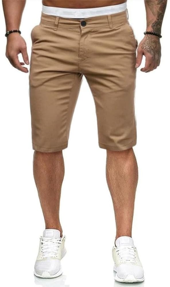 ALLABREVE Mens Chinos Flat Front Golf Short Work Dress Short Summer Beach Shorts Pants