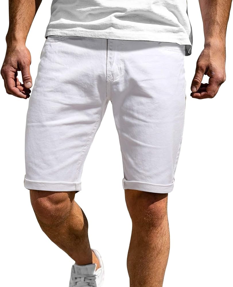 Mens Chino Shorts Big and Tall Casual Flat Front Comfy Stretch Golf Shorts Fashion Slim Fit 11" Inseam Khaki Shorts