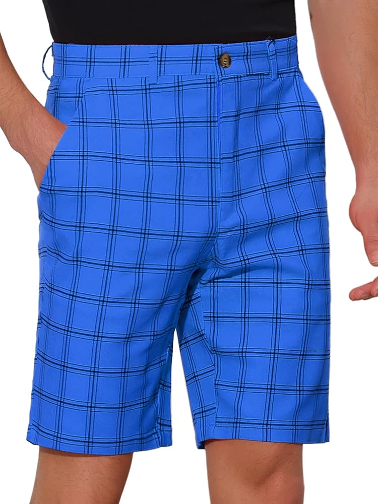 Lars Amadeus Plaid Shorts for Men's Summer Flat Front Checked Patterned Dress Shorts