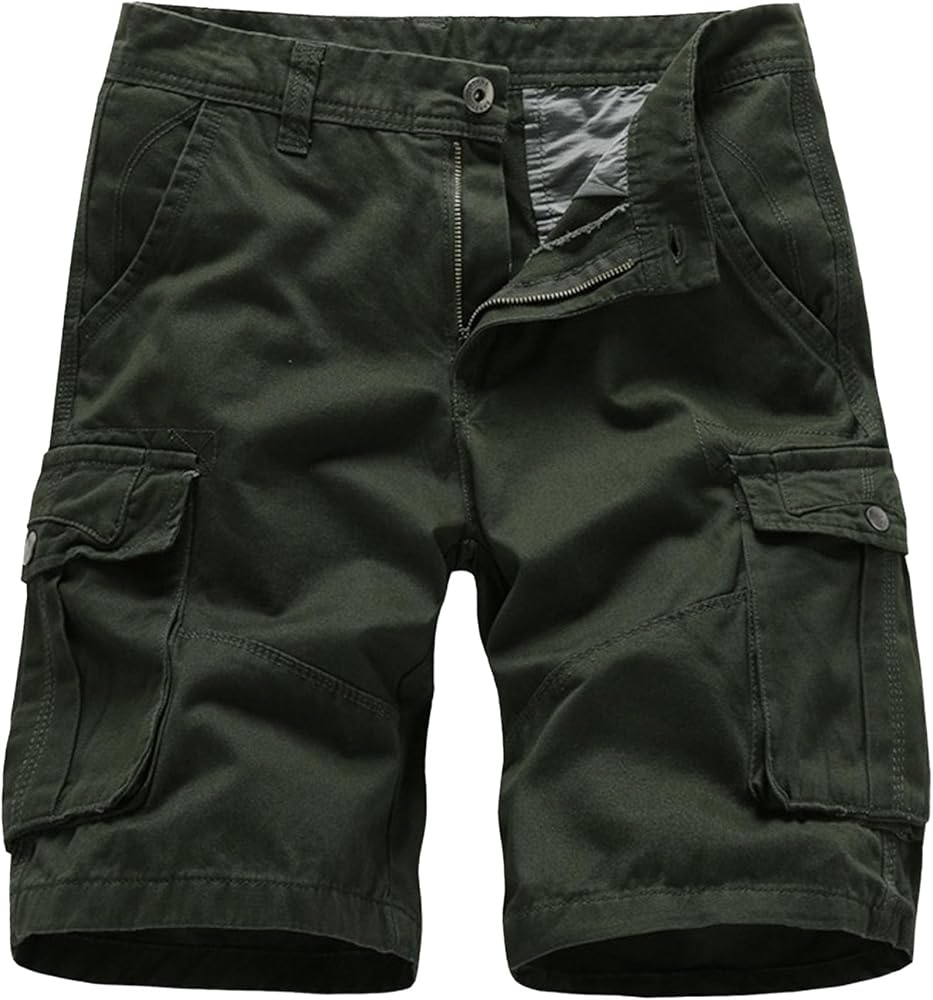 Men Summer Workwear Straight Leg 1/2 Shorts Lightweight Multi-Pocket Casual Short Outdoor Cotton Twill Cargo Shorts