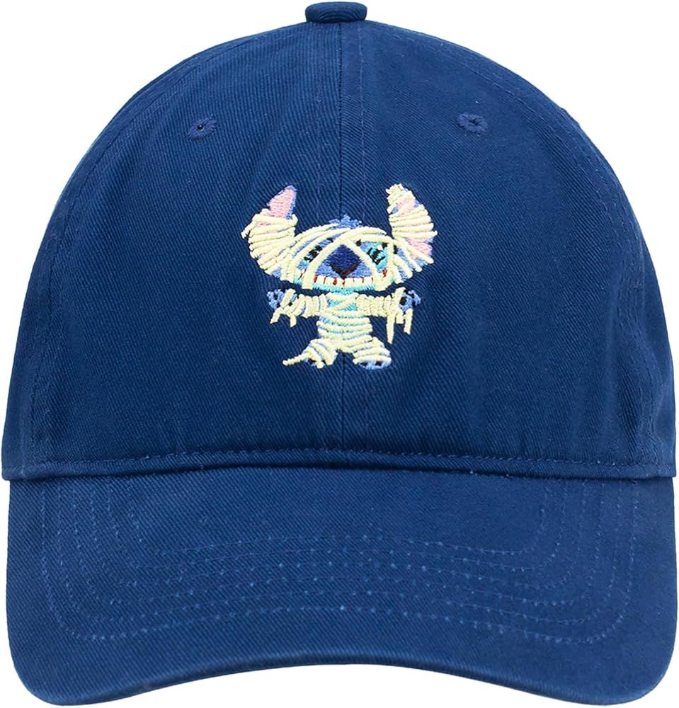 Disney Stitch Dad Hat, Mummy Wrap Adjustable Baseball Cap with Curved Brim, Navy, One Size