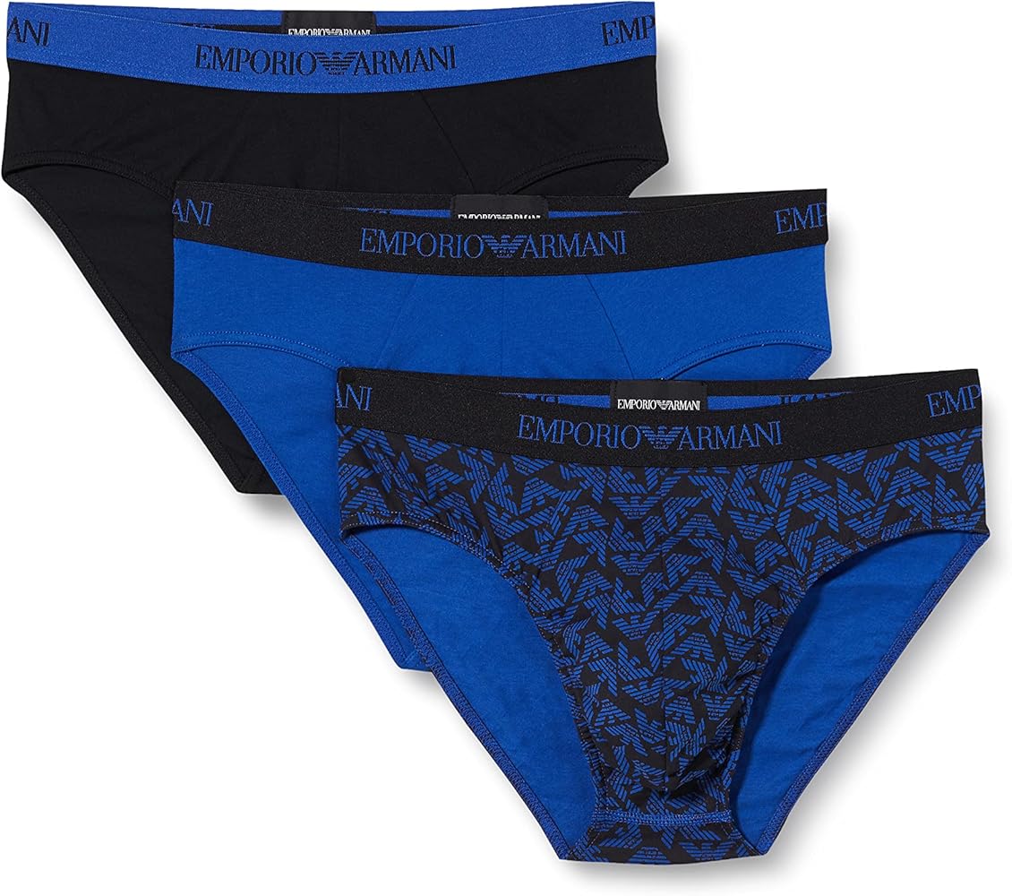 Emporio Armani Men's 3 Pack Pure Cotton Elastic Band Brief