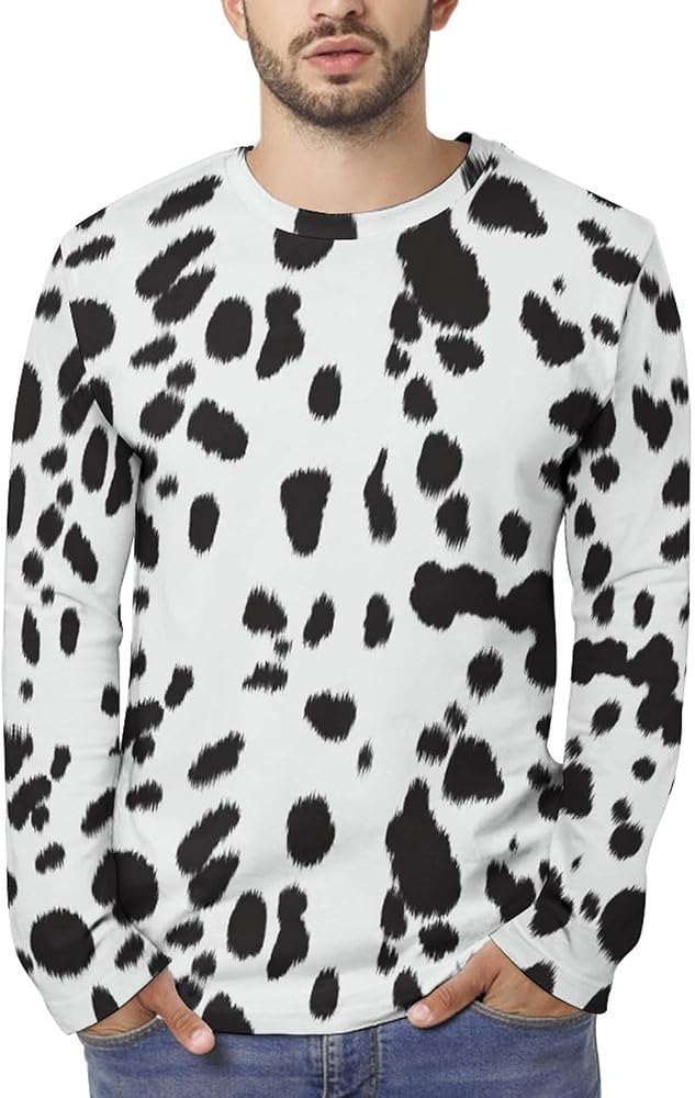 Dalmatian Skin Pattern Mens Long Sleeve Shirts Pattern Print Tee Shirts Fashion Sweatshirts Pullover Tops