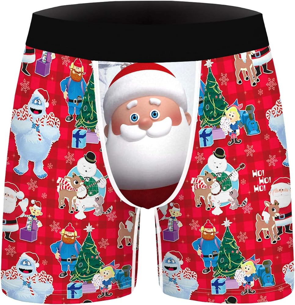 Ainuno Christmas Underwear for Men Hilarious Gag Gifts Funny Novelty Holiday Boxer Briefs No Fly