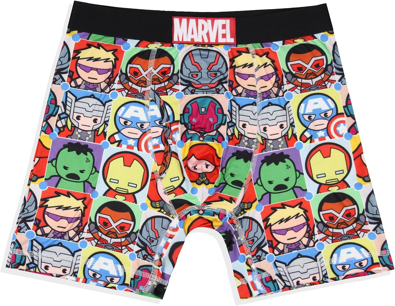 Marvel Comics Men's Kawaii Superhero Character Grid Boxers Underwear Boxer Briefs