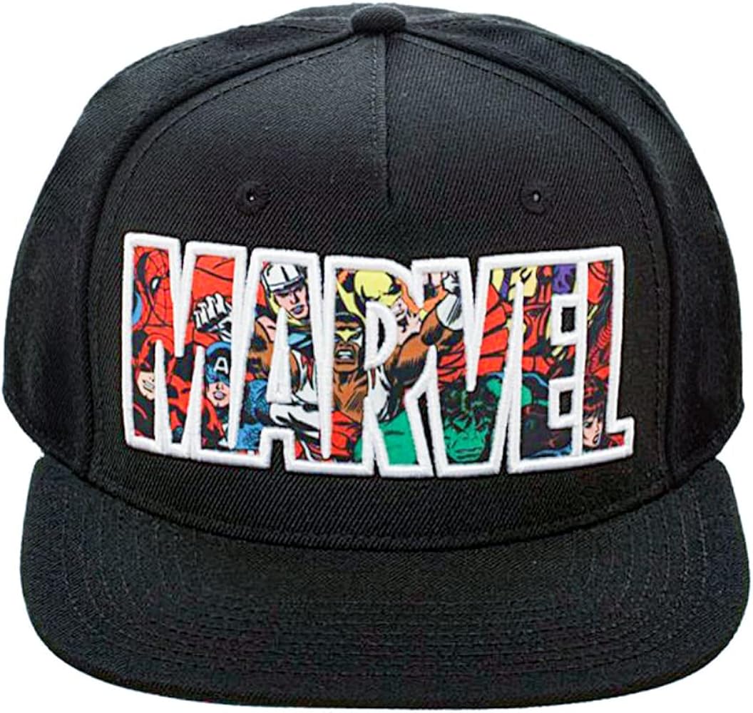 Bioworld Marvel Comic Logo Sublimated Bill Snapback Cap Hat Black