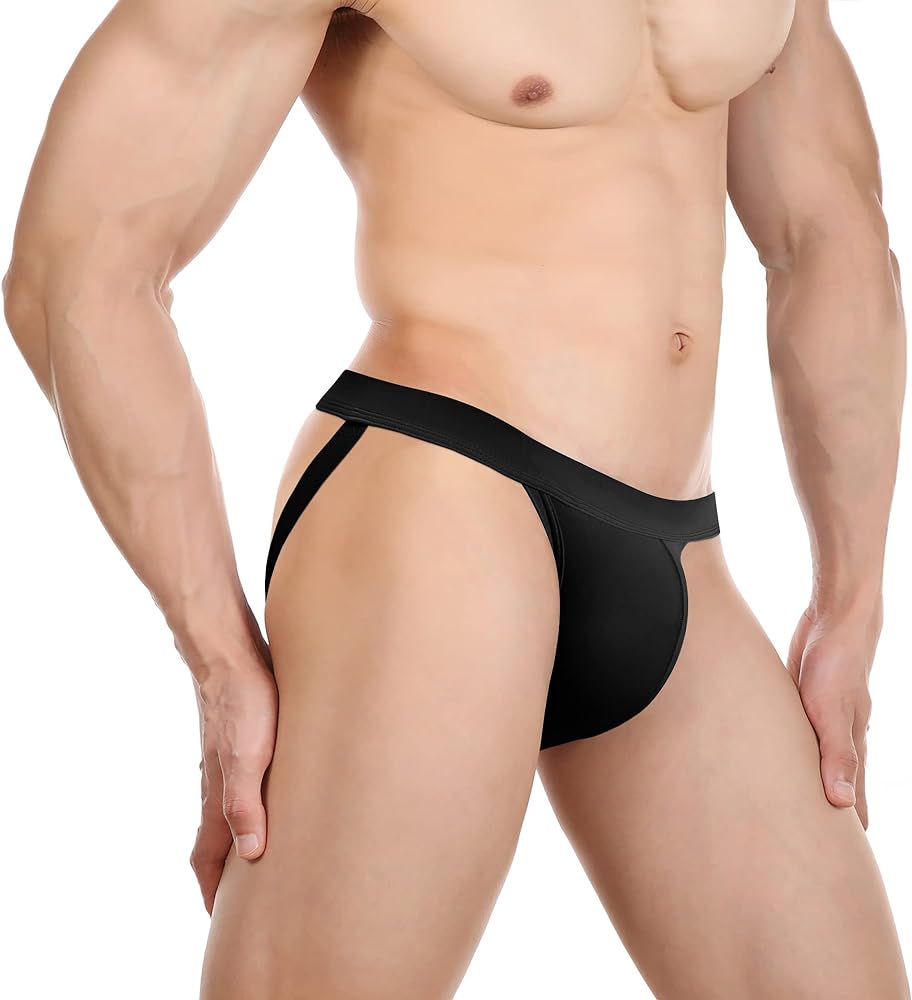 Men's Daily Jock Strap, Classic Jockstrap Mens Thong Underwear Athletic Supporter for Everyday Wear Black