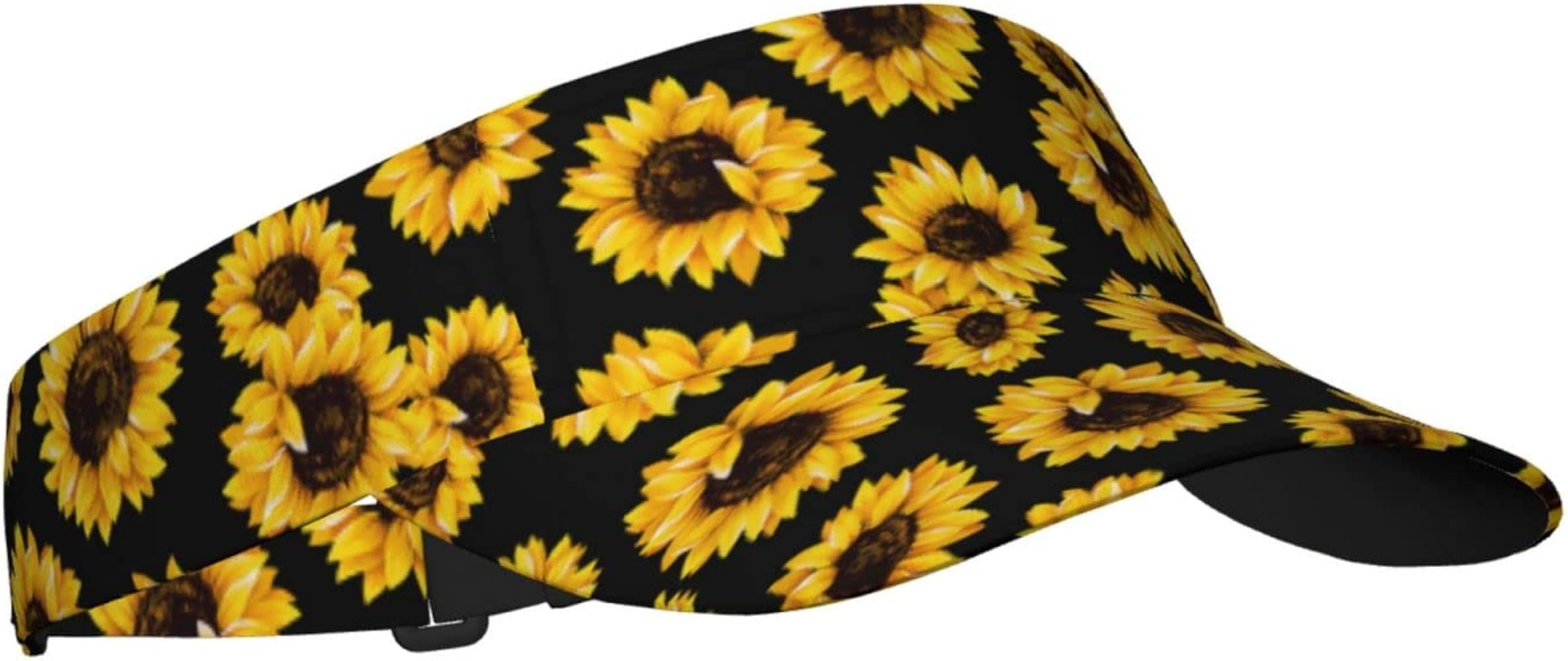 Sunflowers Oil Black Pattern Sunscreen Visor Hats for Women & Men, Sport Empty Top Baseball Sun Cap, Tennis Visor, Golf Visor