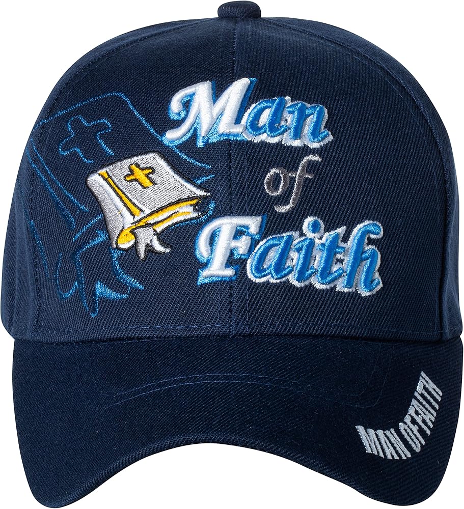 Artisan Owl Man of Faith Jesus Hat - Detailed Embroidery Stitching Baseball Cap Navy Blue