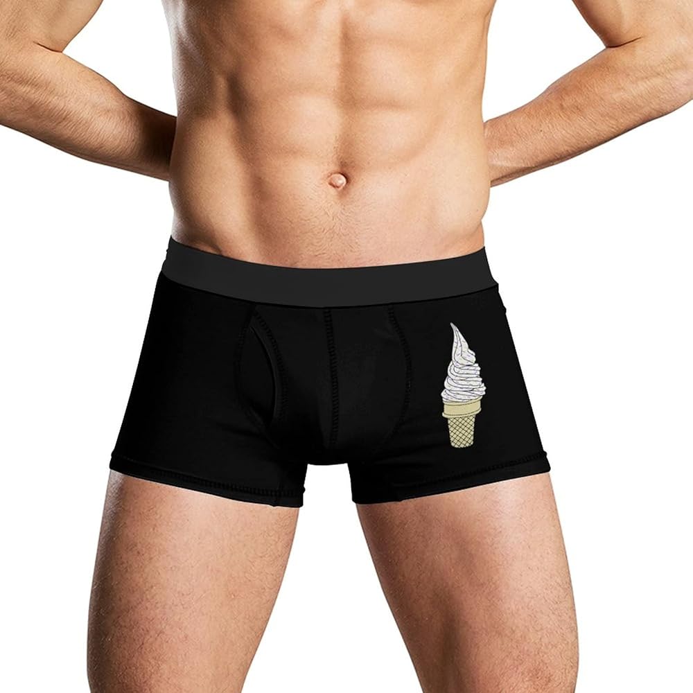 Ice Cream Cone Men's Soft Underwear Breathable Boxer Briefs Casual Stretch Trunks